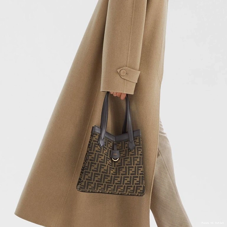 Cheap HOT Motif Medium Origami In Fabric Fendi Brown Bag FF 0722